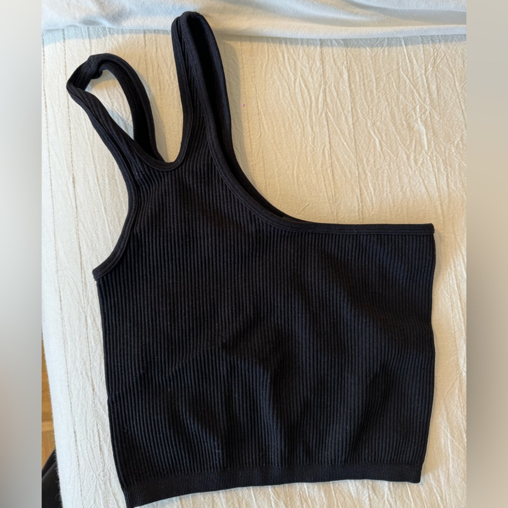 ZARA Black One Shoulder Crop Top